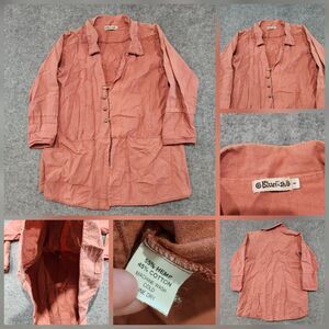 VTG Bluefish Womens 1‎ Hemp Linen Red Button Up Shirt Jacket Oversized